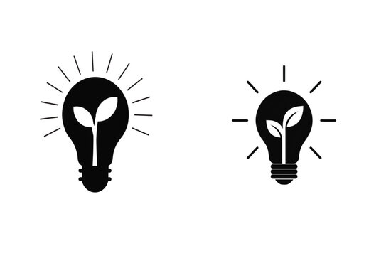 Eco Friendly Lightbulb Icon Set For Renewable Energy And Sustainability Concepts