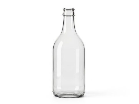 Empty clear glass bottle with screw cap