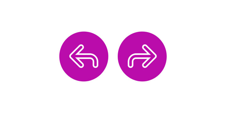 Return and next turn arrow icons in purple circles for navigation interface.