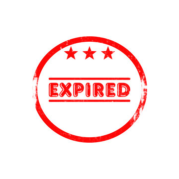 Red Expired grunge rubber stamp with three stars and bold text on transparent background.