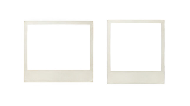 Two old empty photo frames isolated on transparent background