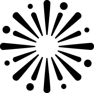 Black firework explosion silhouette icon isolated on transparent background