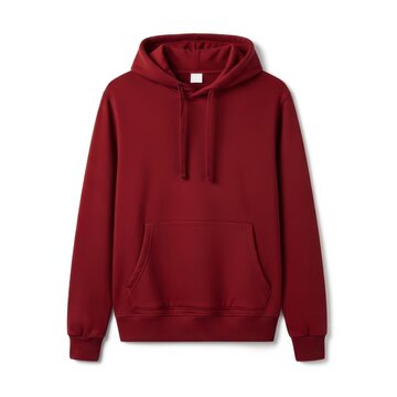 Maroon hoodie with zipper front and drawstring hood