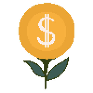pixel art plant coin flower dollar growth money finance icon