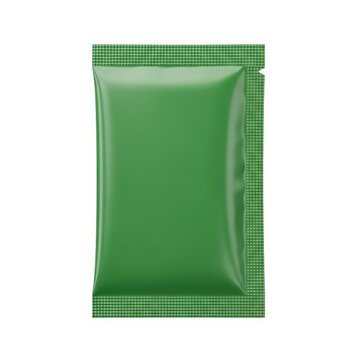 Green plastic bag filled with fresh herbs