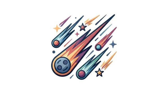 Colorful falling meteor shower vector illustration icon
