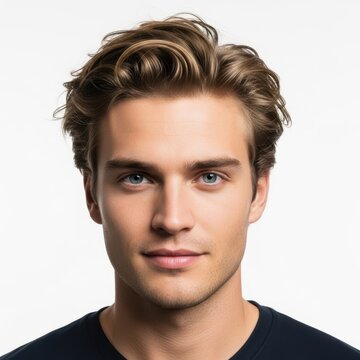 Young man with short hair looking straight
