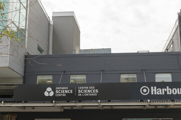 Obraz premium exterior building and sign of Ontario Science Centre located at 235 Queens Quay W, Toronto