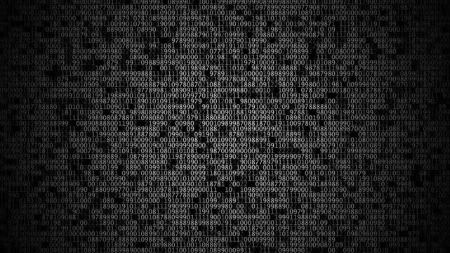 Digital binary code stream background, abstract technology data flow, cyber security matrix animation, computer programming concept, internet information processing, tech backdrop, 4 k motion