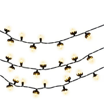 String lights with bulbs, isolated on white background