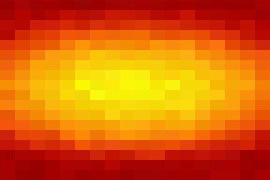 Abstract background, with a grid, of square pixels, creating a warm, glowing effect with, red, orange, and, yellow colors radiating, from center