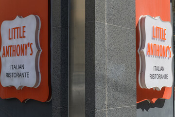 Obraz premium signage outside Little Anthony's an Italian restaurant located at 121 Richmond St W in downtown Toronto