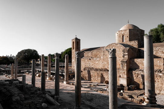 Ancient ruins of Ayia Kyriaki Chrysopolitissa Church in Paphos. Cyprus