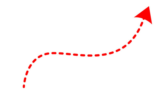 Red dotted wave line with arrow graphic design element transparent