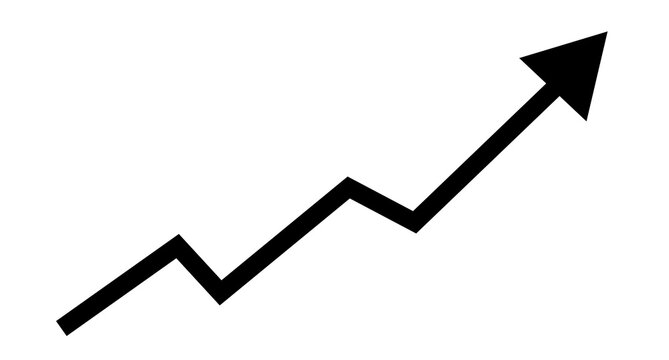 Black zigzag arrow growth chart graphic design element transparent