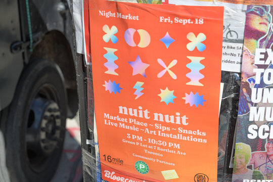 street posters in Toronto (Bloorcourt Nuit Nuit night market)