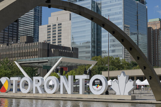 3D Toronto sign at Nathan Phillips Square, City Hall, 100 Queen St W
