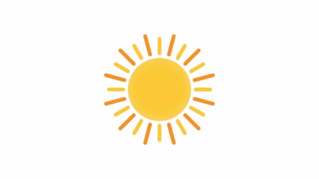 Simple 2D cartoon sun animation. Natural source animated element on black background with rotating rays 4k video.