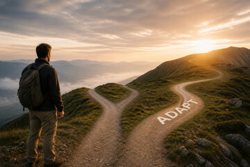 Fototapeta premium Adapt Word on Flexible Path for Change Management, Resilience and Strategic Transformation