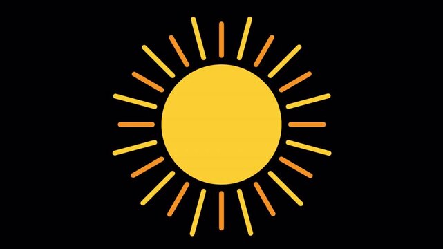 Simple 2D cartoon sun animation  A cheerful, flat design with rotating rays on a white background for weather summer themes 4k video