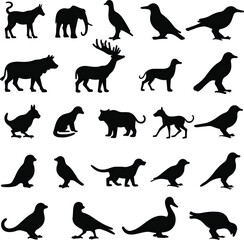 Obraz premium Animal Silhouettes, Editable Animal Silhouettes, Animal Shapes