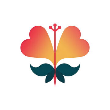 Stylized hibiscus flower illustration with gradient petals and minimalist stem design for branding