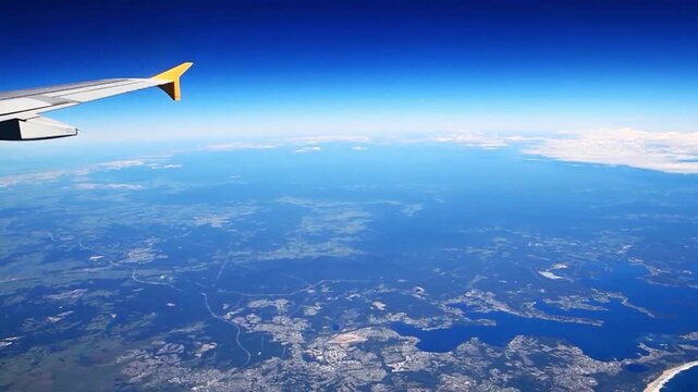 Aerial View White Fluffy Clouds Blue Sky Flying Video Background 4K