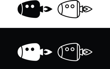 Space capsule flying spacecraft icon set, re-entry module with thruster rocket flame symbol, cosmos aerospace astronaut vehicle badge, orbital probe flight and astronomy exploration vector icons © MDENAMUL