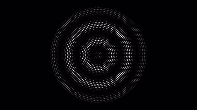 Dynamic circular designs with radial movement ideal for science optical illusion waves on black background, 4k video alpha chanel