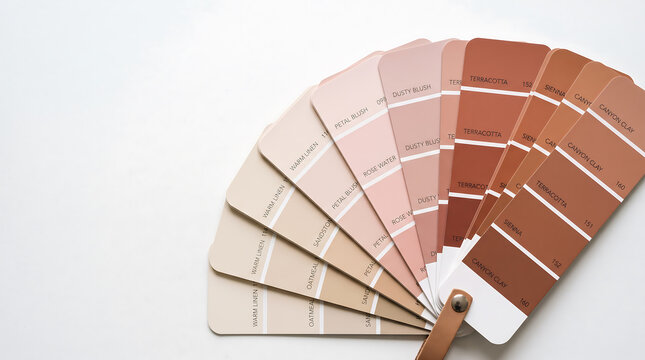 Fanned Paint Color Swatches in Terracotta and Blush Tones