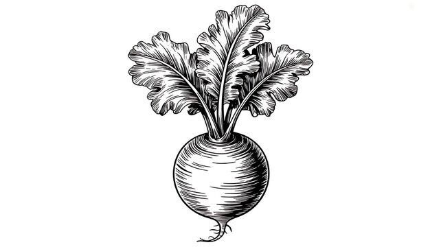 Hand drawn engraving illustration of a fresh garden beet