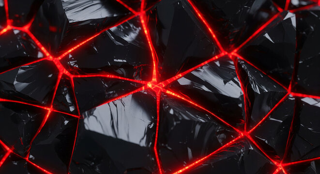 Dramatic shattered black glass texture radiating intense glowing red hot cracks perfect for extreme futuristic technology and aggressive gaming designs