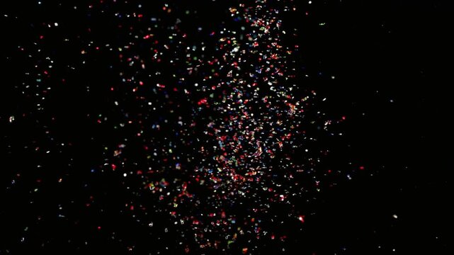 Confetti explosion celebration party Burst effect. Particles falling with luma matte channel