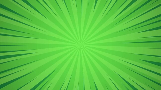 Green comic book style sunburst background with radial speed lines for dynamic graphic design