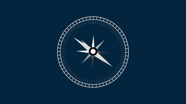 Compass rose animation displays a directional navigation needle. Accurate orientation waypoint telemetry routes on the compass rose. Geographic travel exploration coordinates guide the compass rose.