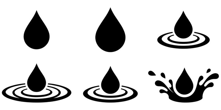 Water droplet falling and hitting surface with splash