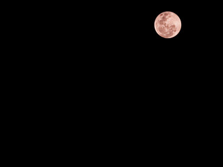 Stunning full moon glowing in a pure black night sky. Detailed lunar craters with a warm pinkish tint © MuhammadRizki