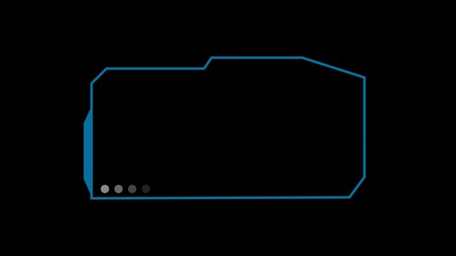 Interface panel animation displays futuristic telemetry screen lines. Cyber surveillance control rooms use this active interface panel. High tech sci-fi user dashboard graphics power the panel.