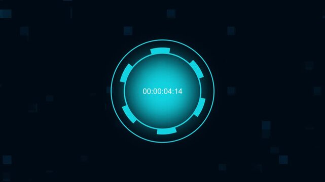 Timer interface animation displays digital numbers over square tiles. Chronological countdown telemetry routes on the timer interface. Precise deadline schedule tracking monitors on the interface.