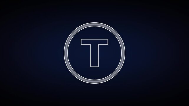 Letter T logo animation rotates within a minimalist circle on dark. Corporate monogram branding identity designs use the letter T logo. Modern typography symbol graphics feature this clean letter T lo