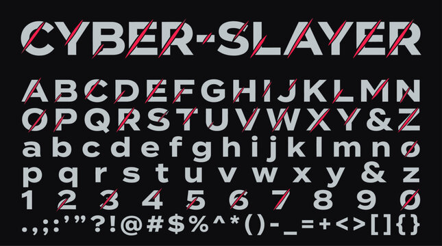 Cyber Slayer Font Digital Alphabet Numbers Symbols Modern Futuristic Typeface