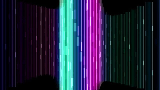 Abstract Neon Vertical Data Lines Flowing on Black Futuristic Background