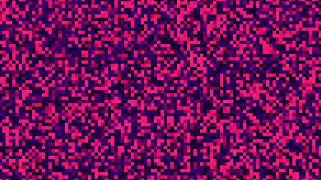 Abstract Digital Pixel Noise and Glitch Background Animation With Pink and Purple Tones