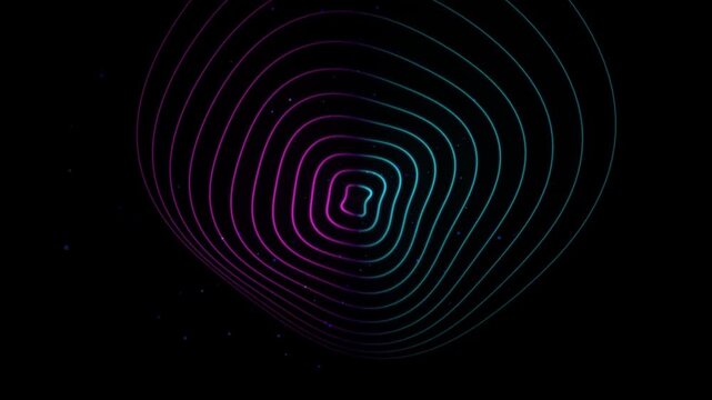 Neon Concentric Tunnel Rings Pulsing on Black Background