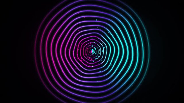 Colorful Neon Concentric Rings Creating Hypnotic Circular Pulse