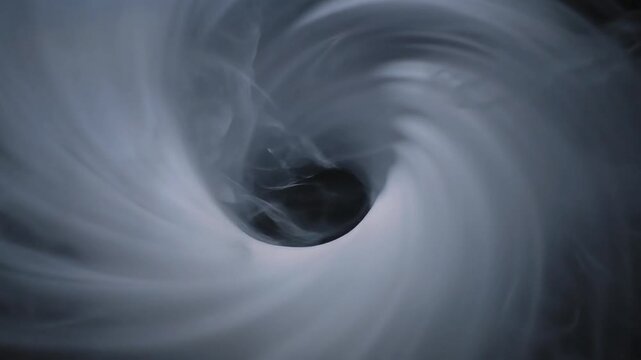 Abstract smoke vortex forming dynamic swirling pattern in controlled studio environment with high contrast lighting