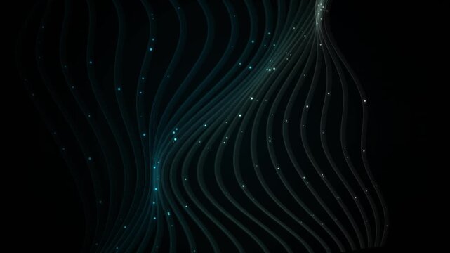 Elegant Blue Curved Wave Lines Flowing on Dark Abstract Background