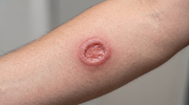 Cutaneous Leishmaniasis Ulcer on Human Forearm