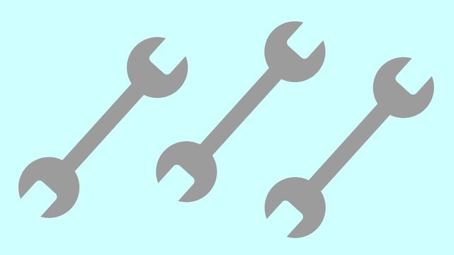 Animated Gray Wrench Set on Turquoise Background