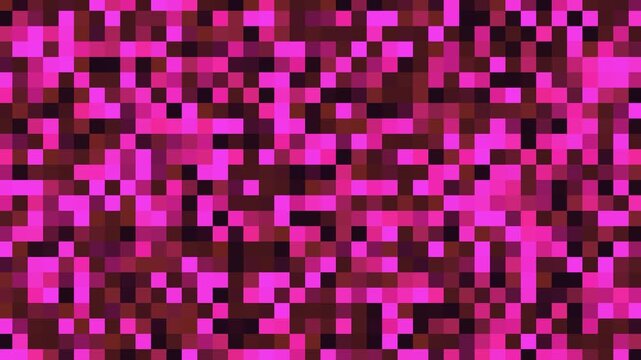 Abstract Digital Pixel Mosaic Background Animation With Magenta and Dark Brown Shifting Squares